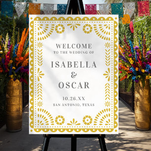Warm Yellow Papel Picado Wedding Welcome Sign