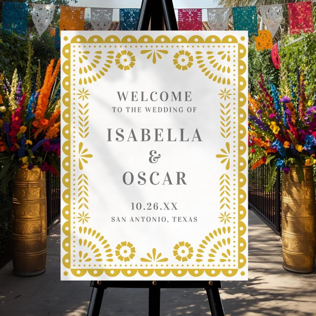 Warm Yellow Papel Picado Wedding Welcome Sign (Creator Uploaded)