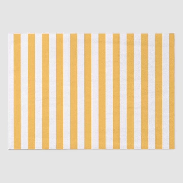 Warm Yellow, White Narrow Stripes, Elegant Modern Tissue Paper (Front)
