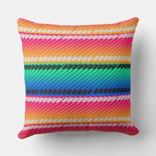 Warm Z Stripe Cool Band  Throw Pillow (Back)