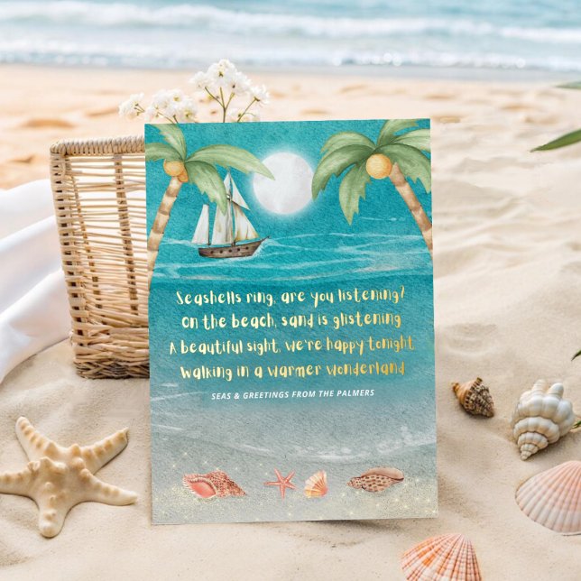 Warmer Wonderland Tropical Beach Christmas  Foil Holiday Card (Creator Uploaded)