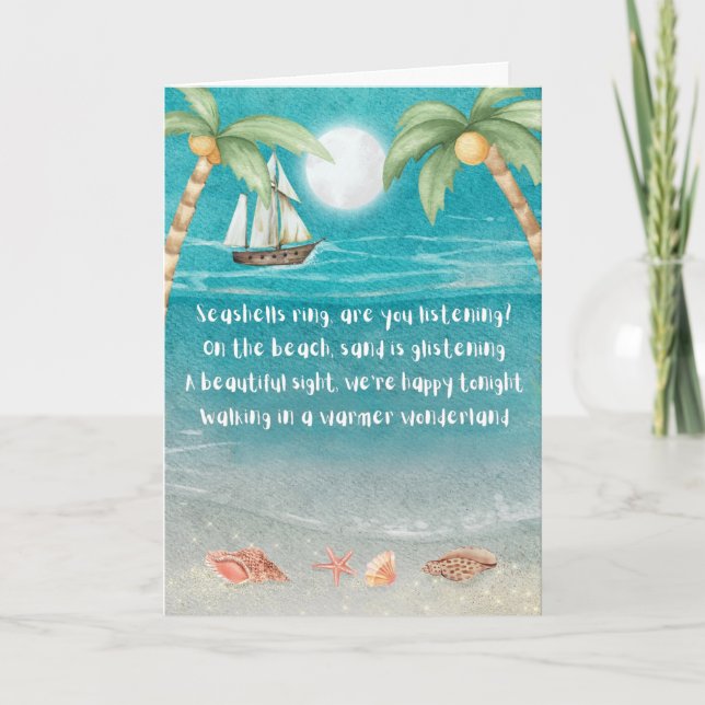 Warmer Wonderland Tropical Beach Christmas  Holiday Card (Front)