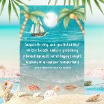 Warmer Wonderland Tropical Beach Christmas  Holiday Card<br><div class="desc">Tropical theme Christmas card features a moonlight beach with seashells and glistening sand, palm trees, and a ship sailing in the sea. The lyrics are to the tune of "Winter Wonderland" but with a tropical twist that says: "Seashells ring, are you listening? -- On the beach, sand is glistening --...</div>