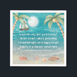 Warmer Wonderland Tropical Beach Christmas Napkins<br><div class="desc">Add a tropical touch to your holiday celebrations with these whimsical Christmas napkins featuring a moonlight beach with seashells and glistening sand, palm trees, and a ship sailing in the turquoise sea. The lyrics are to the tune of "Winter Wonderland" but with a tropical twist that says: "Seashells ring, are...</div>