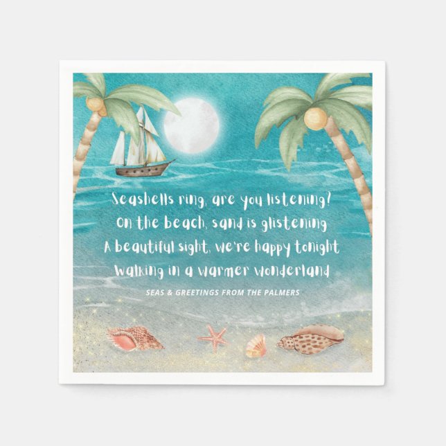 Warmer Wonderland Tropical Beach Christmas Napkins (Front)
