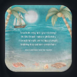 Warmer Wonderland Tropical Beach Christmas Paper Plates<br><div class="desc">Tropical, whimsical Christmas paper plates feature a watercolor moonlight beach with seashells and glistening sand, palm trees, and a ship sailing in the turquoise sea. The lyrics are to the tune of "Winter Wonderland" but with a tropical twist that says: "Seashells ring, are you listening? -- On the beach, sand...</div>