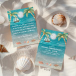 Warmer Wonderland Tropical Beach Christmas Party Invitation<br><div class="desc">Tropical Christmas party invitation features a moonlight beach with seashells and glistening sand, palm trees, and a ship sailing in the turquoise sea. The lyrics are to the tune of "Winter Wonderland" but with a tropical twist that says: "Seashells ring, are you listening? -- On the beach, sand is glistening...</div>