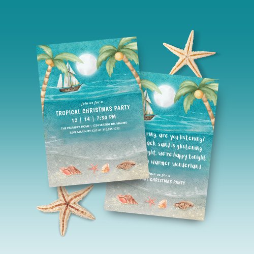 Warmer Wonderland Tropical Beach Christmas Party Invitation