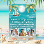 Warmer Wonderland Tropical Beach Photo Christmas Holiday Card<br><div class="desc">Tropical theme photo Christmas card features a moonlight beach with seashells and glistening sand, palm trees, and a ship sailing in the sea. The lyrics are to the tune of "Winter Wonderland" but with a tropical twist that says: "Seashells ring, are you listening? -- On the beach, sand is glistening...</div>