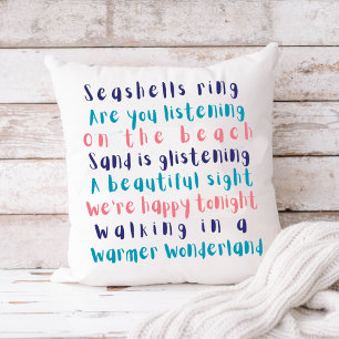 Warmer Wonderland Tropical Typography Christmas  Throw Pillow