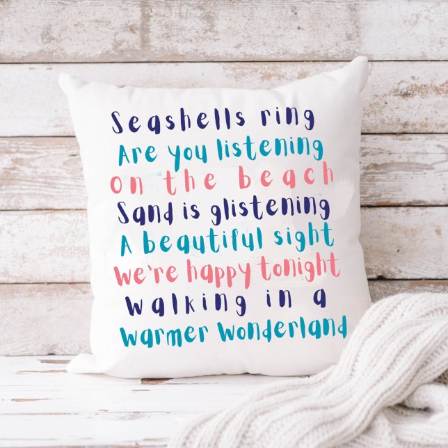 Warmer Wonderland Tropical Typography Christmas  Throw Pillow (Creator Uploaded)
