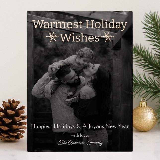 Warmest Holiday Wishes Snowflakes Photo Foil Card (Warmest Holiday Wishes Snowflakes Foil Holiday Photo Card)