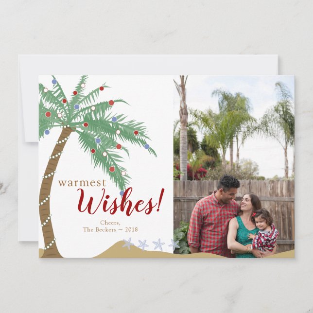 Warmest Palm Tree Holiday Wishes Photo Card (Front)