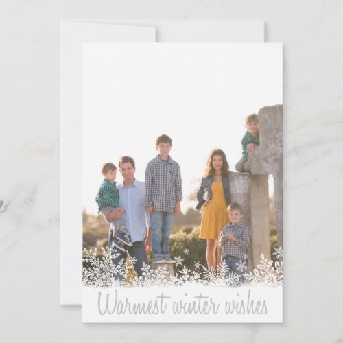 Warmest Winter Wishes Family Photo Christmas Holiday Card