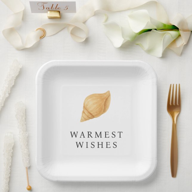 Warmest Wishes Beach Modern Christmas Paper Plates (Wedding)