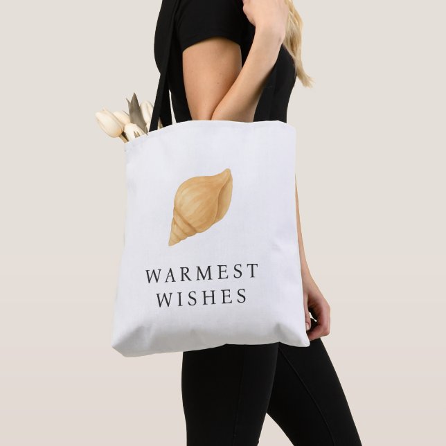 Warmest Wishes Beach Modern Christmas Tote Bag (Close Up)