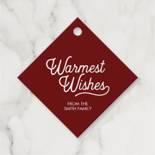 Warmest Wishes Christmas Holiday Gift Favor Tags