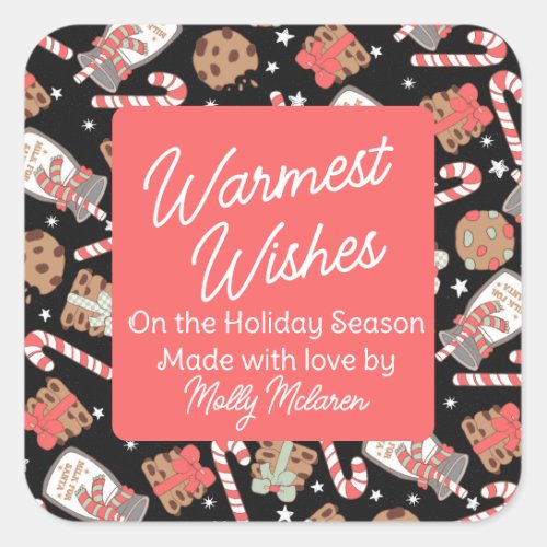 Warmest Wishes Cookie Baking Goods Custom Holidays Square Sticker