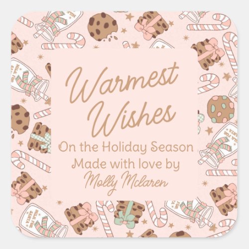 Warmest Wishes Cookie Baking Goods Custom Holidays Square Sticker