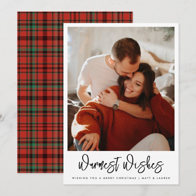 Warmest Wishes Couple Photo Christmas Holiday  (Front/Back)