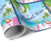 Tropical Christmas Fala Lets Roll Teal Convertible Wrapping Paper