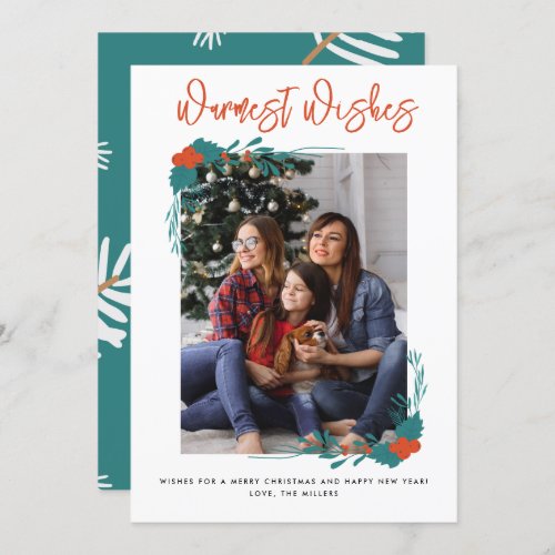 Warmest Wishes Family Photo Christmas Holiday Card