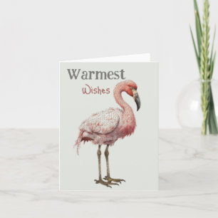 Warmest Wishes Flamingo Letterpress Thank You Card