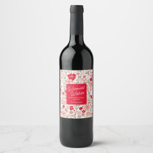 Warmest Wishes Floral Holidays Personalized Wine Label