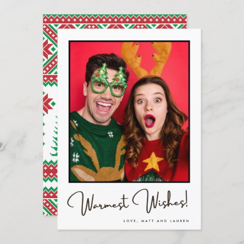 Warmest Wishes Fun Couple Photo Christmas Holiday 