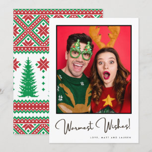 Warmest Wishes Fun Couple Photo Christmas Holiday Card