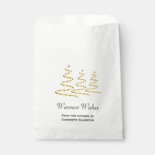 Warmest Wishes Gold Ribbon Christmas Trees Treat Favor Bag