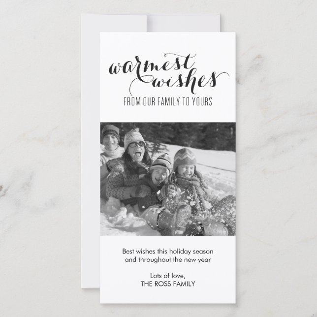 Warmest Wishes Holiday Photo Card (Front)