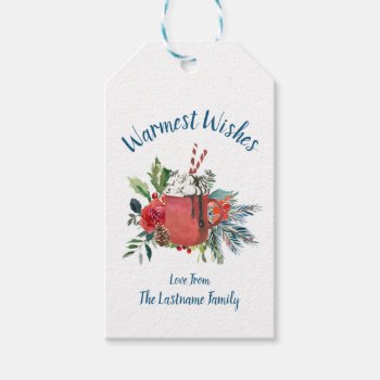 Warmest Wishes Hot Chocolate Christmas Gift Tag by rheasdesigns at Zazzle