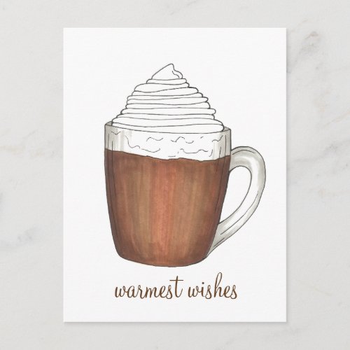 Warmest Wishes Hot Chocolate Cocoa Winter Postcard