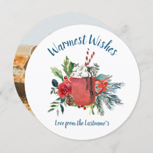 Warmest Wishes Hot Cocoa Christmas Photo Card