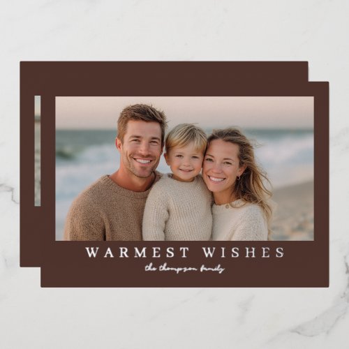 Warmest Wishes Modern Holiday Photo - Brown
