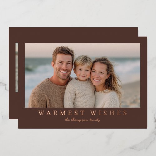 Warmest Wishes Modern Holiday Photo - Brown