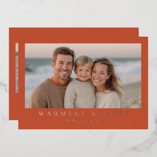 Warmest Wishes Modern Holiday Photo - Burnt Orange