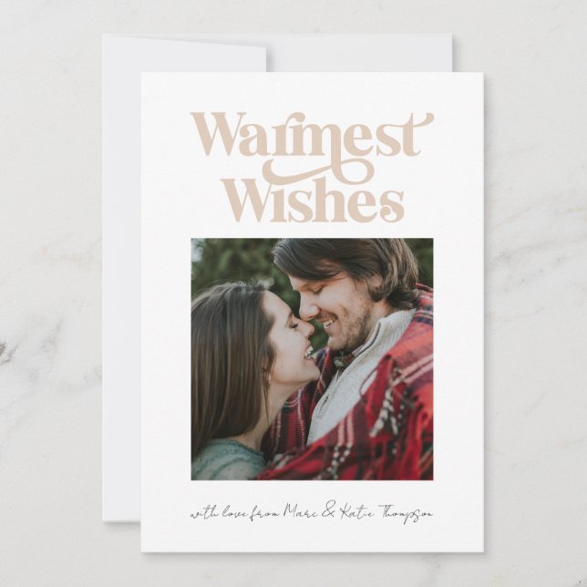 Warmest Wishes Modern Holiday Photo Card (Front)
