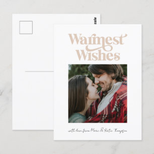 Warmest Wishes Modern Holiday Photo Postcard