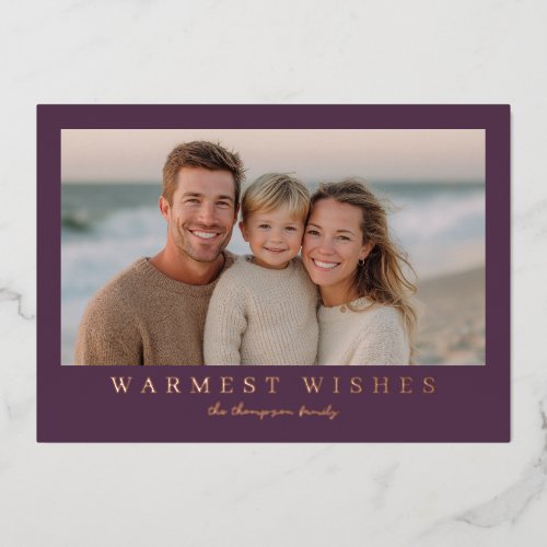 Warmest Wishes Modern Holiday Photo - Purple
