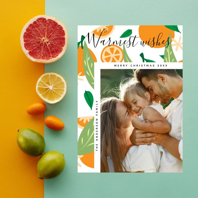 Warmest Wishes Orange Grove Christmas Photo Holiday Card (Creator Uploaded)