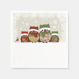 Warmest Wishes Owl Family Paper Napkin