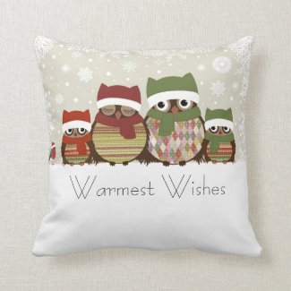 Warmest Wishes Owl Family Pillow