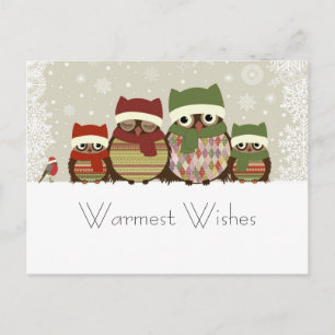 Warmest Wishes Owl Family Postcard