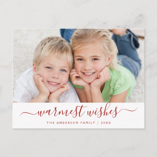 Warmest Wishes Script Christmas Photo Card