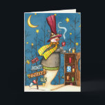 Warmest Wishes Snowman Christmas Card<br><div class="desc">When it is dark and the stars have come out to play there is a chill is in the air on Christmas Eve night; that is when you'll find the sweetest snowman giving away hot chocolate with marshmallows, hot tea, and coffee. He has a little wooden stand with shelves holding...</div>