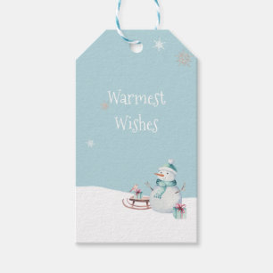 Warmest Wishes Snowman Sled Gifts Holiday Gift Tags
