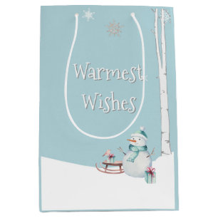 Warmest Wishes Snowman Sled Gifts Medium Gift Bag