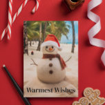 Warmest Wishes Snowman the Beach Holiday Card<br><div class="desc">This design was created though digital art. It may be personalized in the area provided by changing the photo and/or text. Or it can be customized by choosing the click to customize further option and delete or change the color the background, add text, change the text color or style, or...</div>